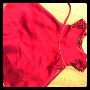 Adorable red layered silk toddler dress